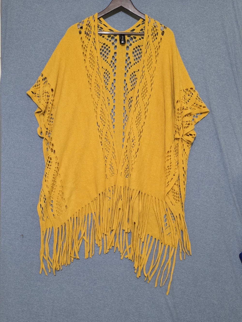 Anthony Originals Open-Knit Fringe Poncho Shrug